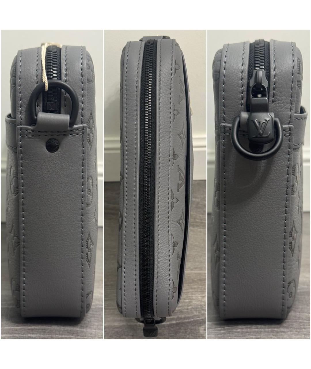 LOUIS VUITTON Серая кожаная сумка на плечо, фото 5