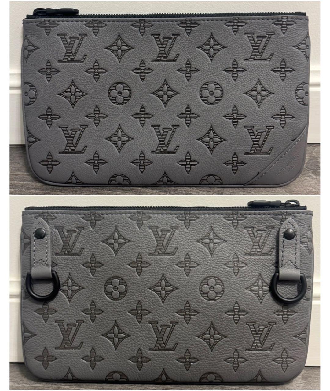 LOUIS VUITTON Серая кожаная сумка на плечо, фото 3