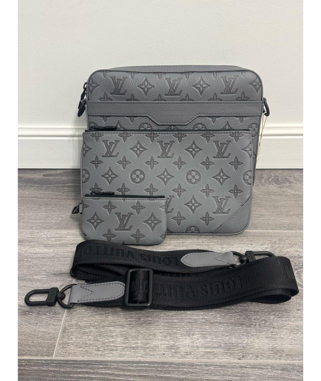 LOUIS VUITTON Серая кожаная сумка на плечо, фото 9