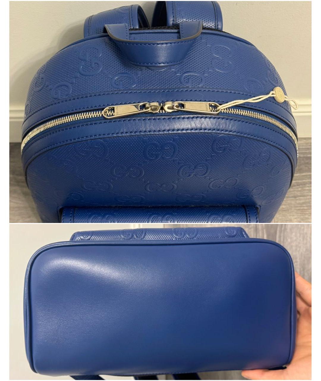 GUCCI Синий кожаный рюкзак, фото 3
