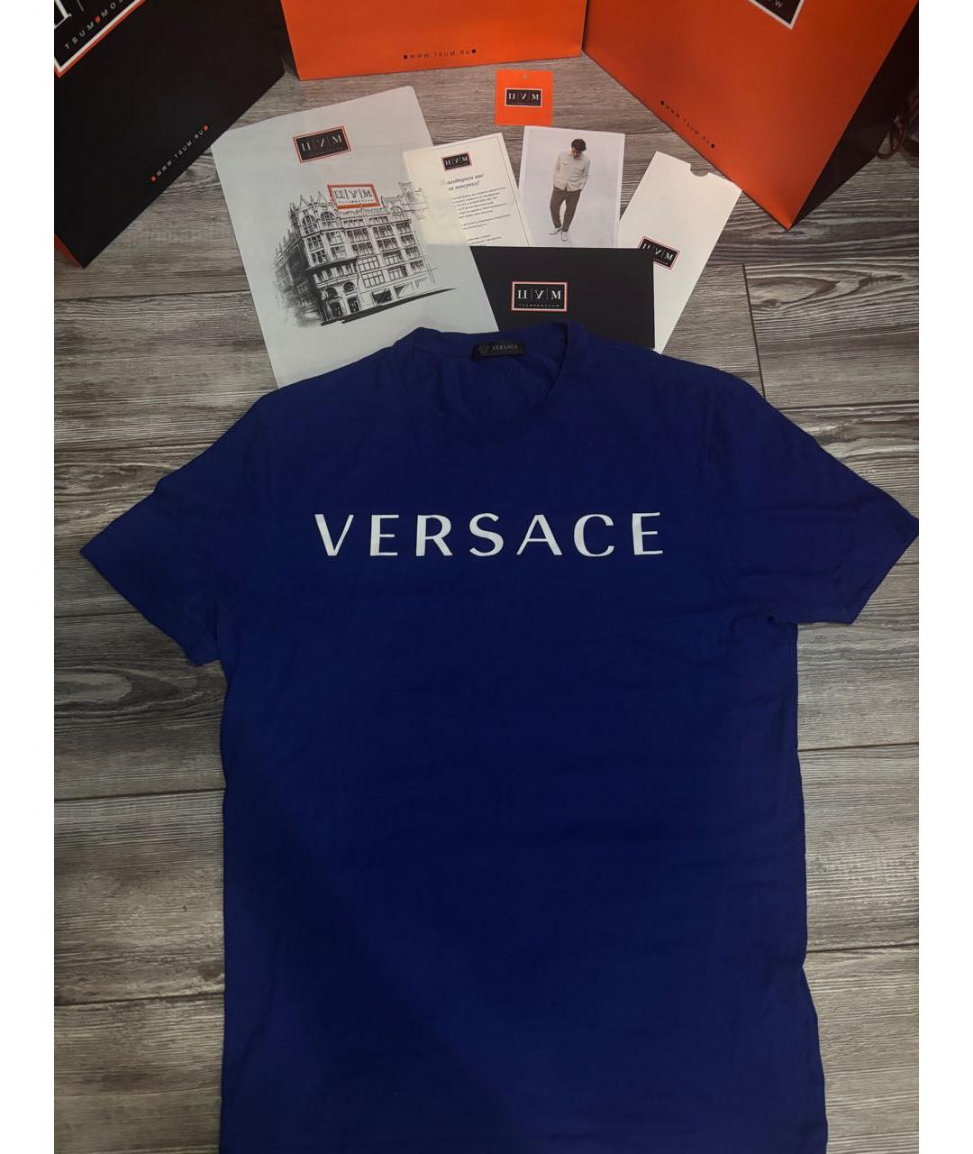 VERSACE Синяя хлопковая футболка, фото 6