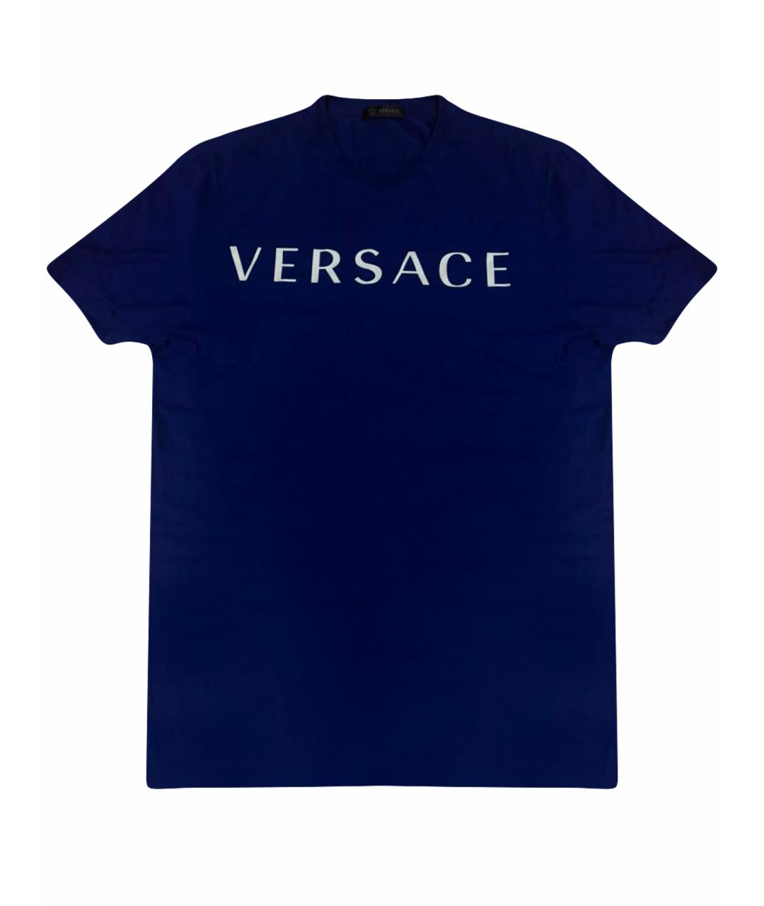 VERSACE Синяя хлопковая футболка, фото 1