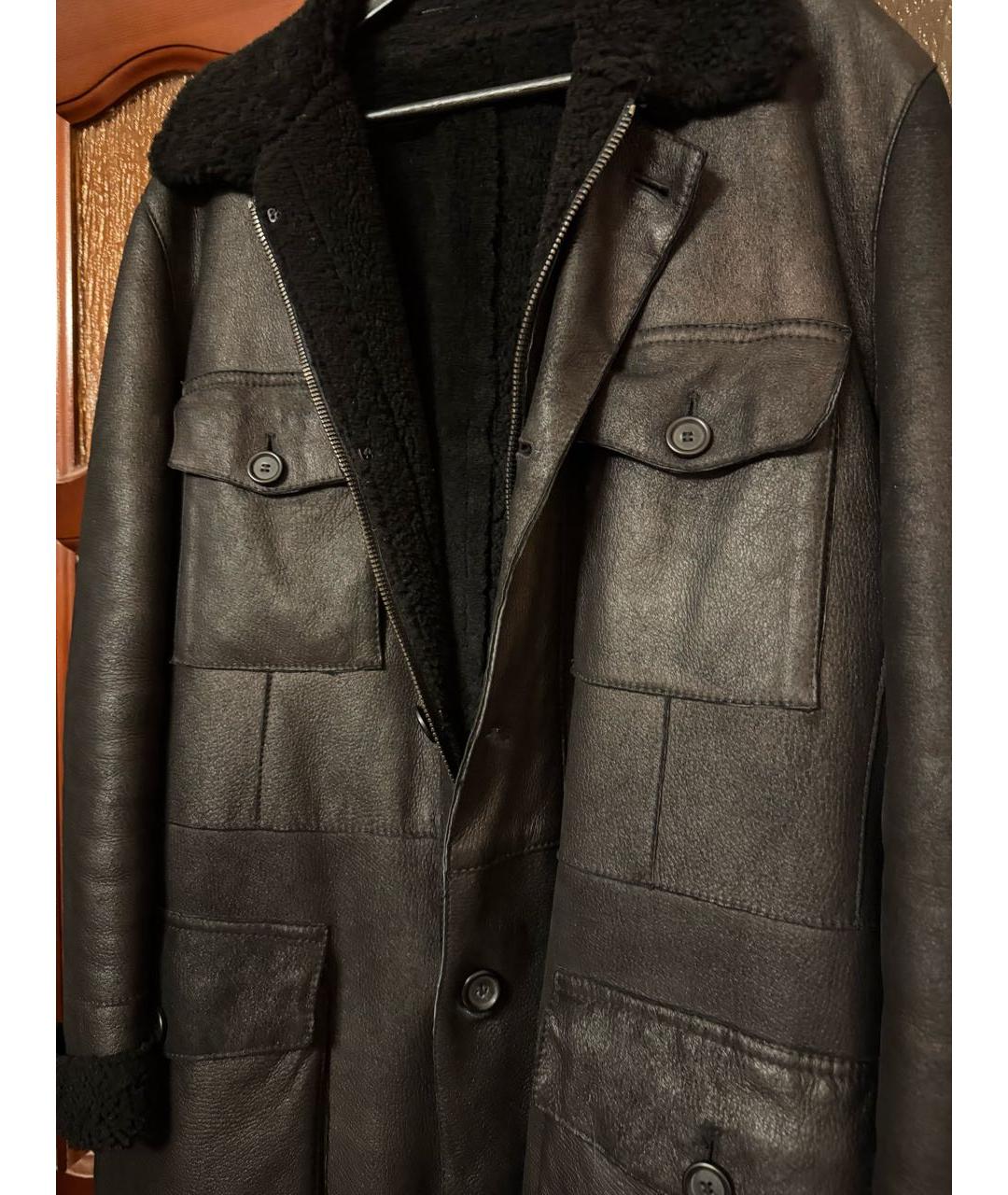 PAL ZILERI Черная кожаная дубленка/шуба, фото 4