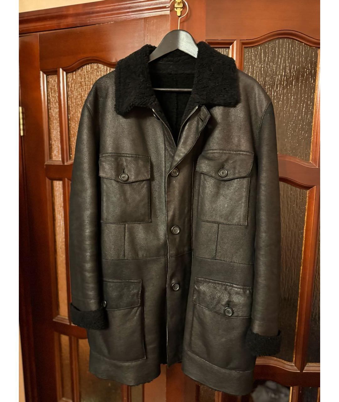 PAL ZILERI Черная кожаная дубленка/шуба, фото 5