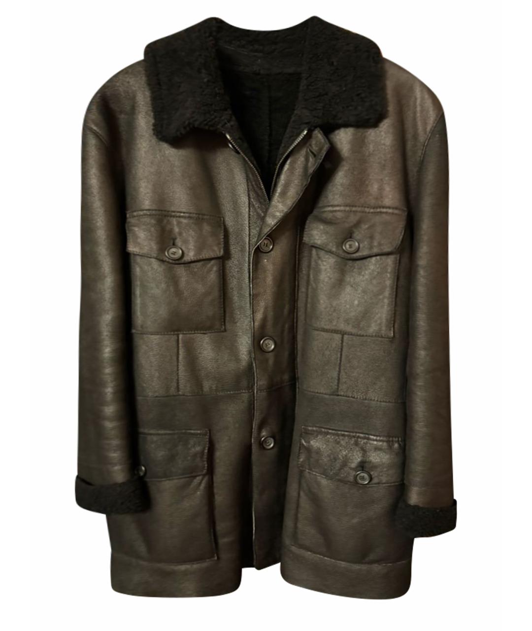 PAL ZILERI Черная кожаная дубленка/шуба, фото 1