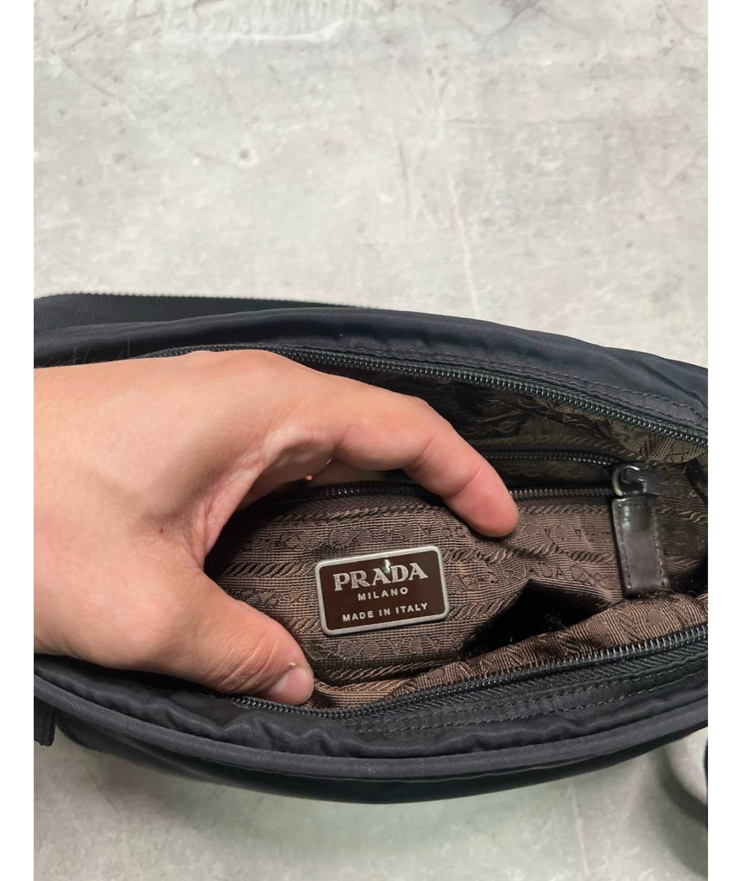 PRADA Черная тканевая сумка на плечо, фото 4