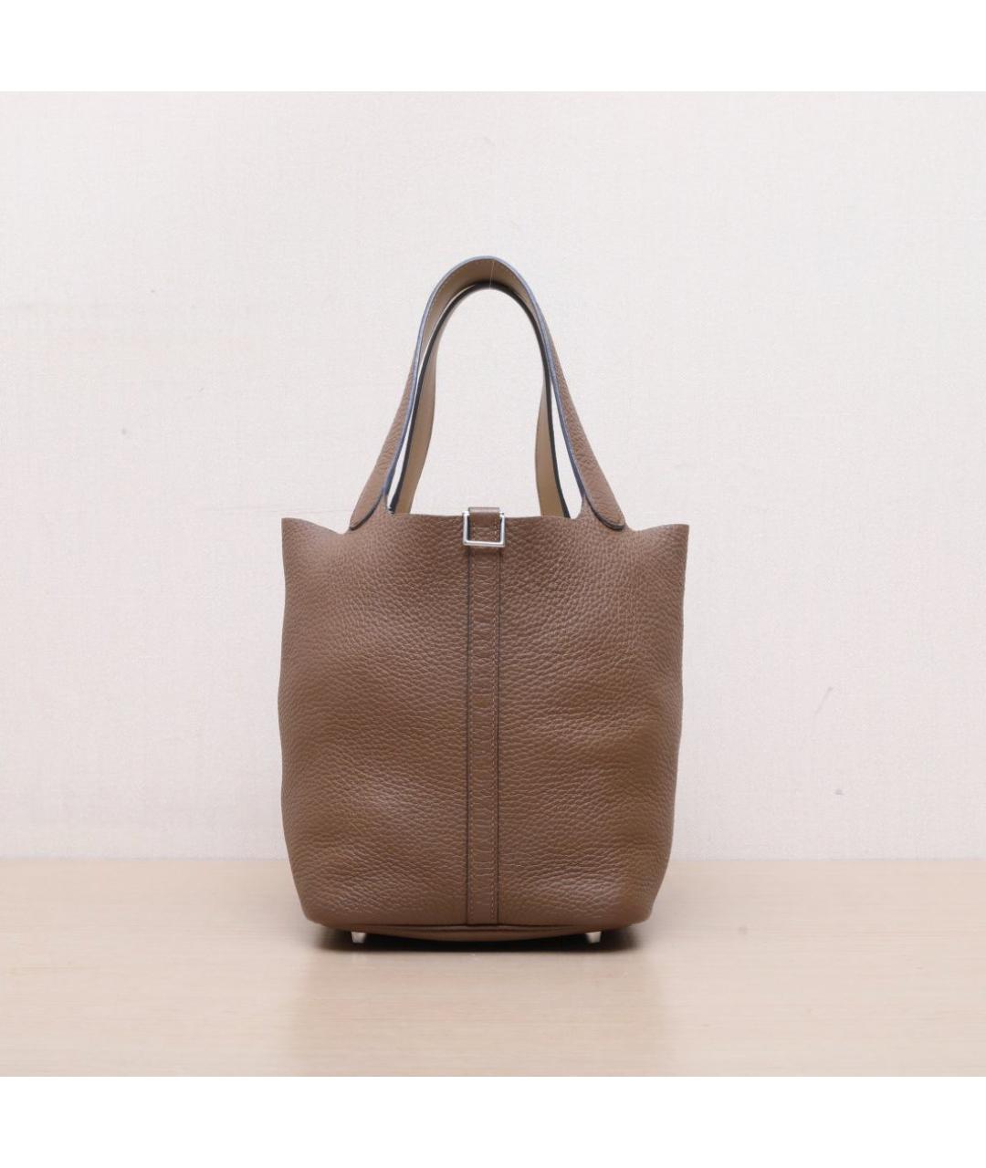 HERMES Коричневая кожаная сумка тоут, фото 3