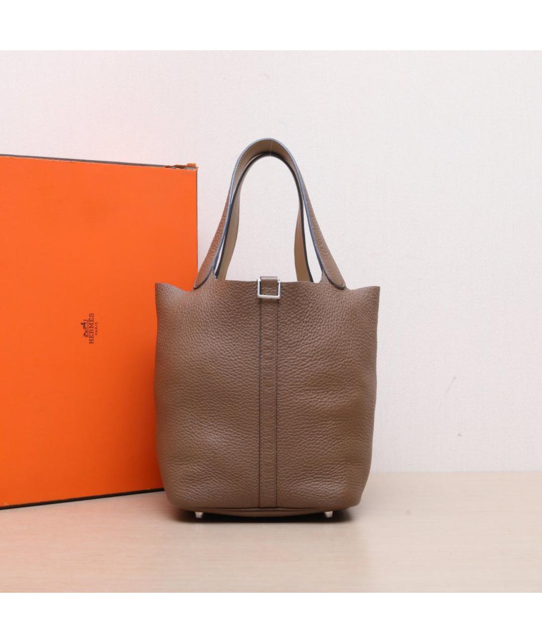 HERMES Коричневая кожаная сумка тоут, фото 2