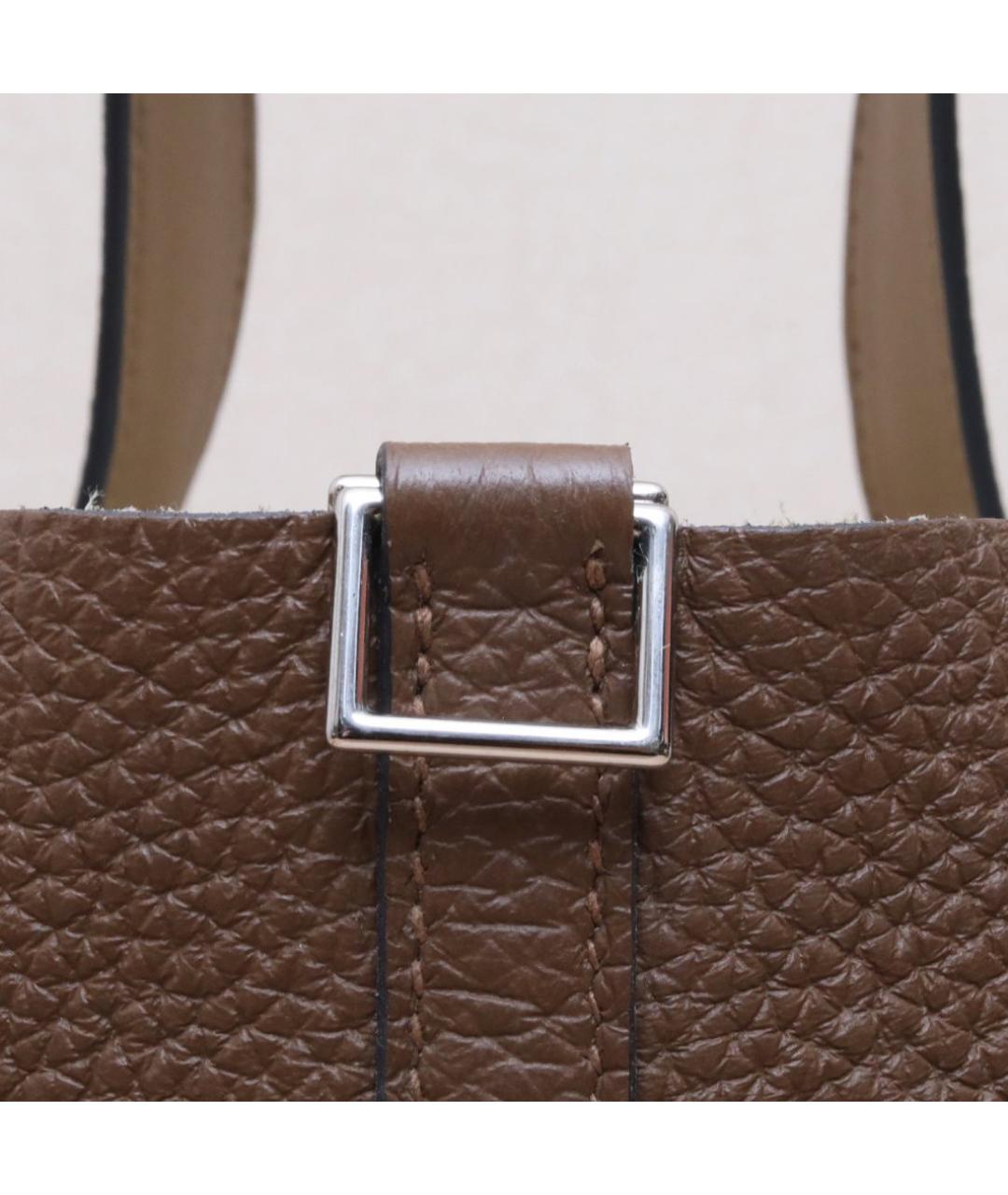 HERMES Коричневая кожаная сумка тоут, фото 7