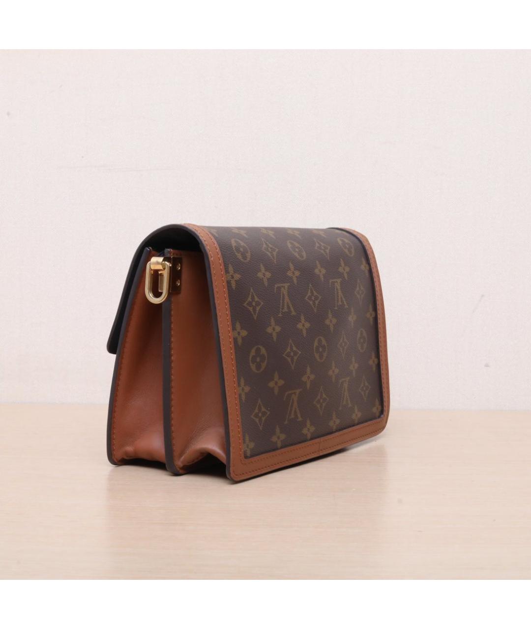 LOUIS VUITTON Коричневая кожаная сумка через плечо, фото 6