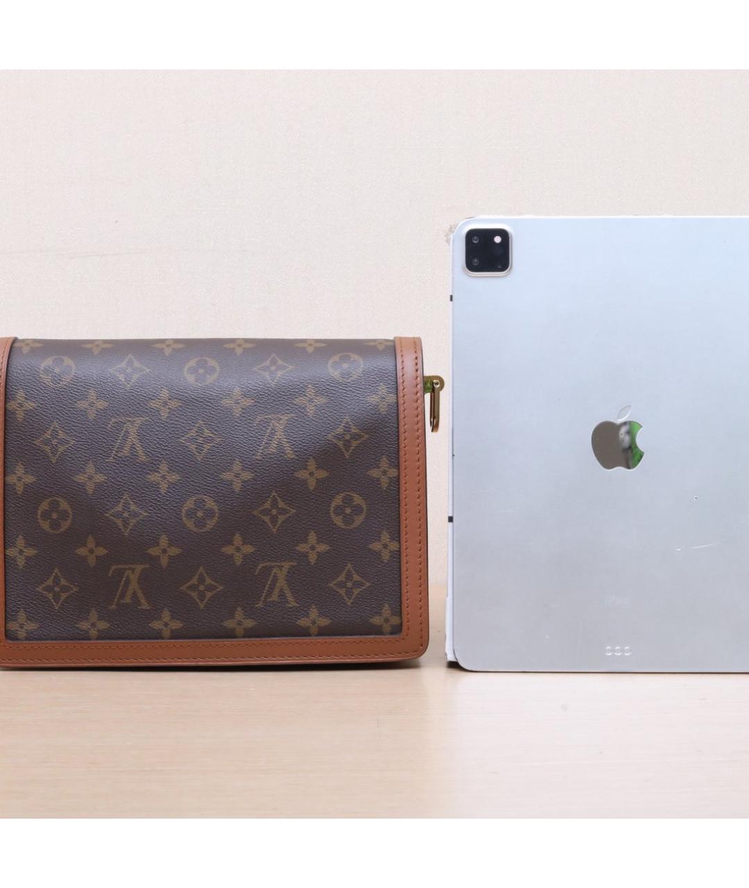 LOUIS VUITTON Коричневая кожаная сумка через плечо, фото 7