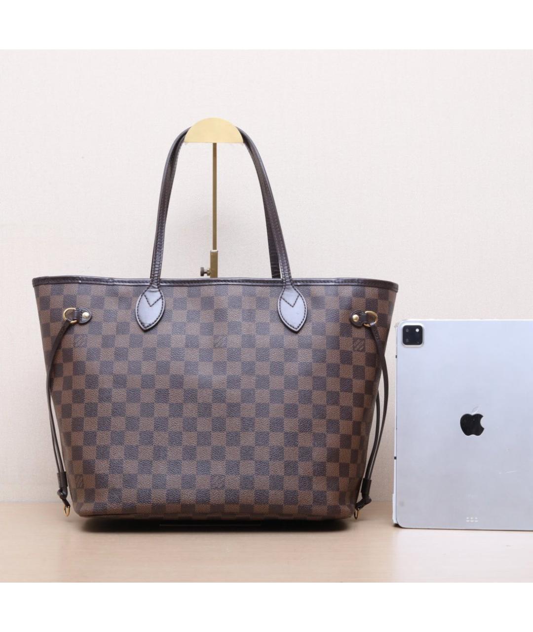 LOUIS VUITTON Коричневая кожаная сумка тоут, фото 7