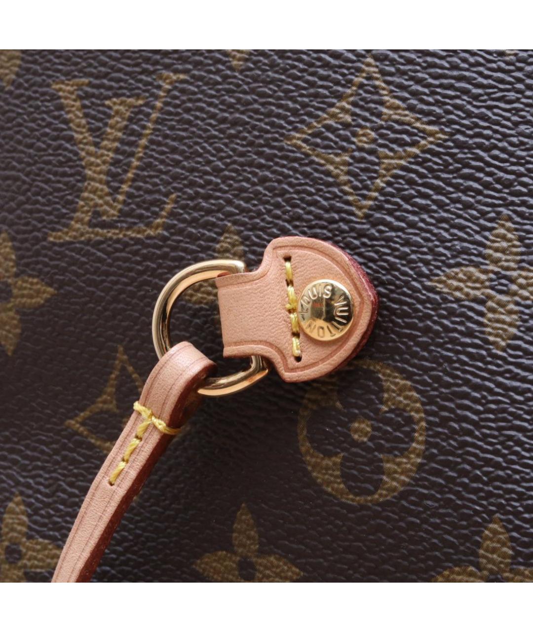 LOUIS VUITTON Коричневая кожаная сумка тоут, фото 8