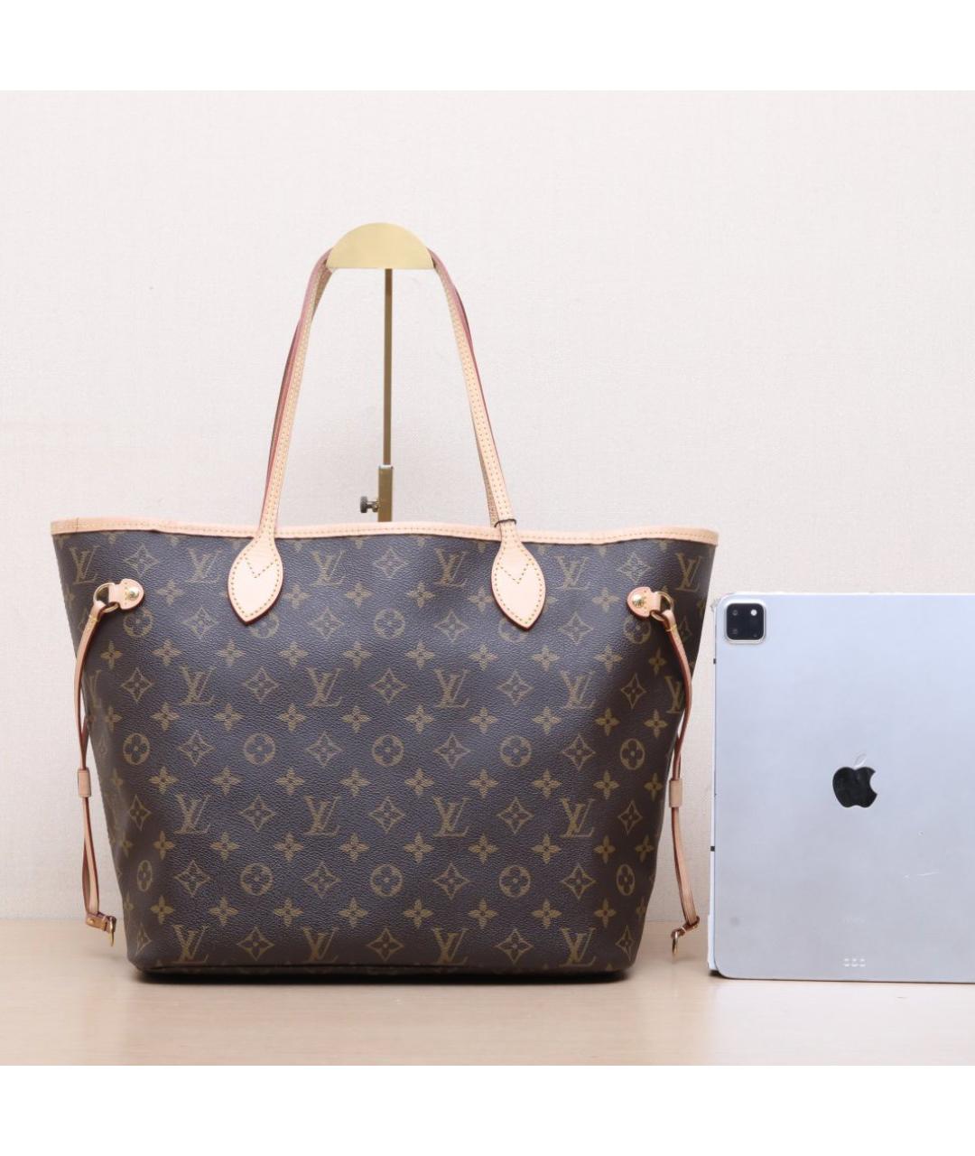 LOUIS VUITTON Коричневая кожаная сумка тоут, фото 7