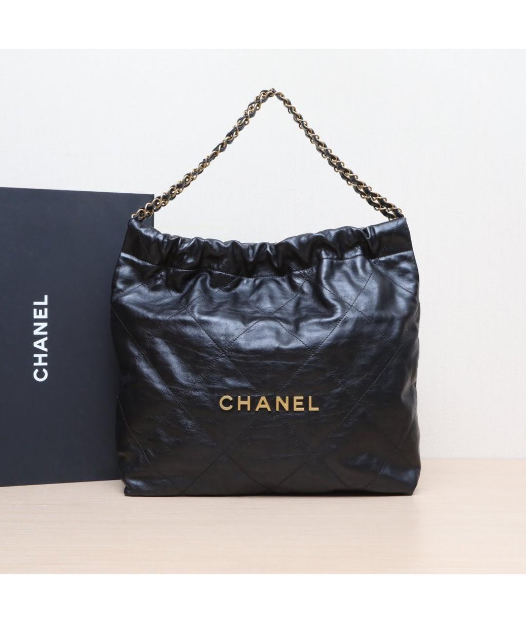 CHANEL Черная кожаная сумка через плечо, фото 2