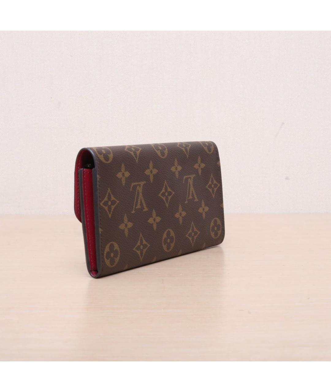 LOUIS VUITTON Коричневый кожаный кошелек, фото 6