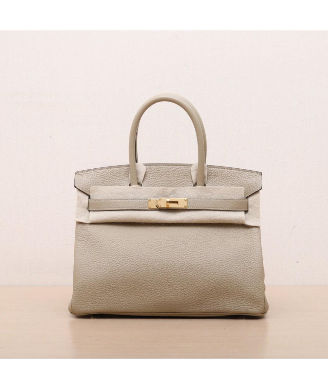 HERMES Бежевая кожаная сумка тоут, фото 3