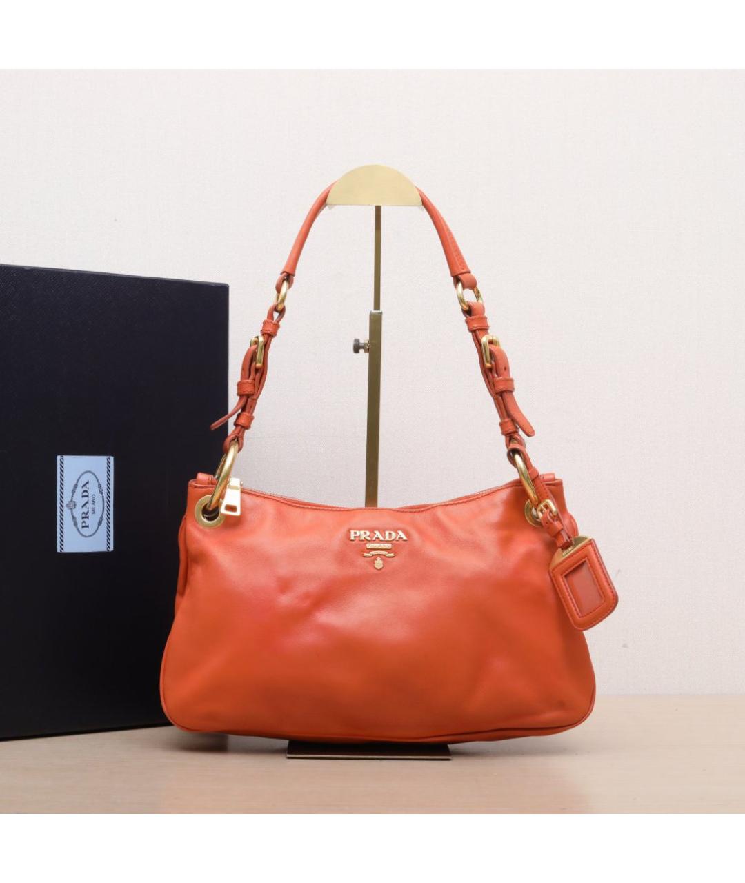 PRADA Оранжевая кожаная сумка через плечо, фото 2