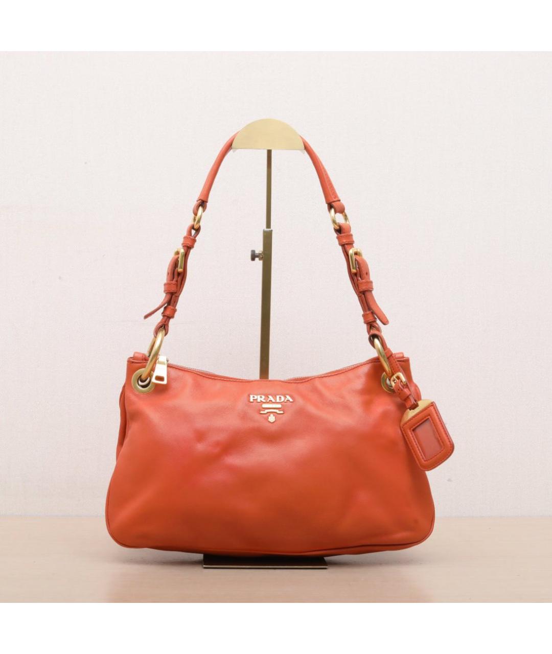 PRADA Оранжевая кожаная сумка через плечо, фото 3