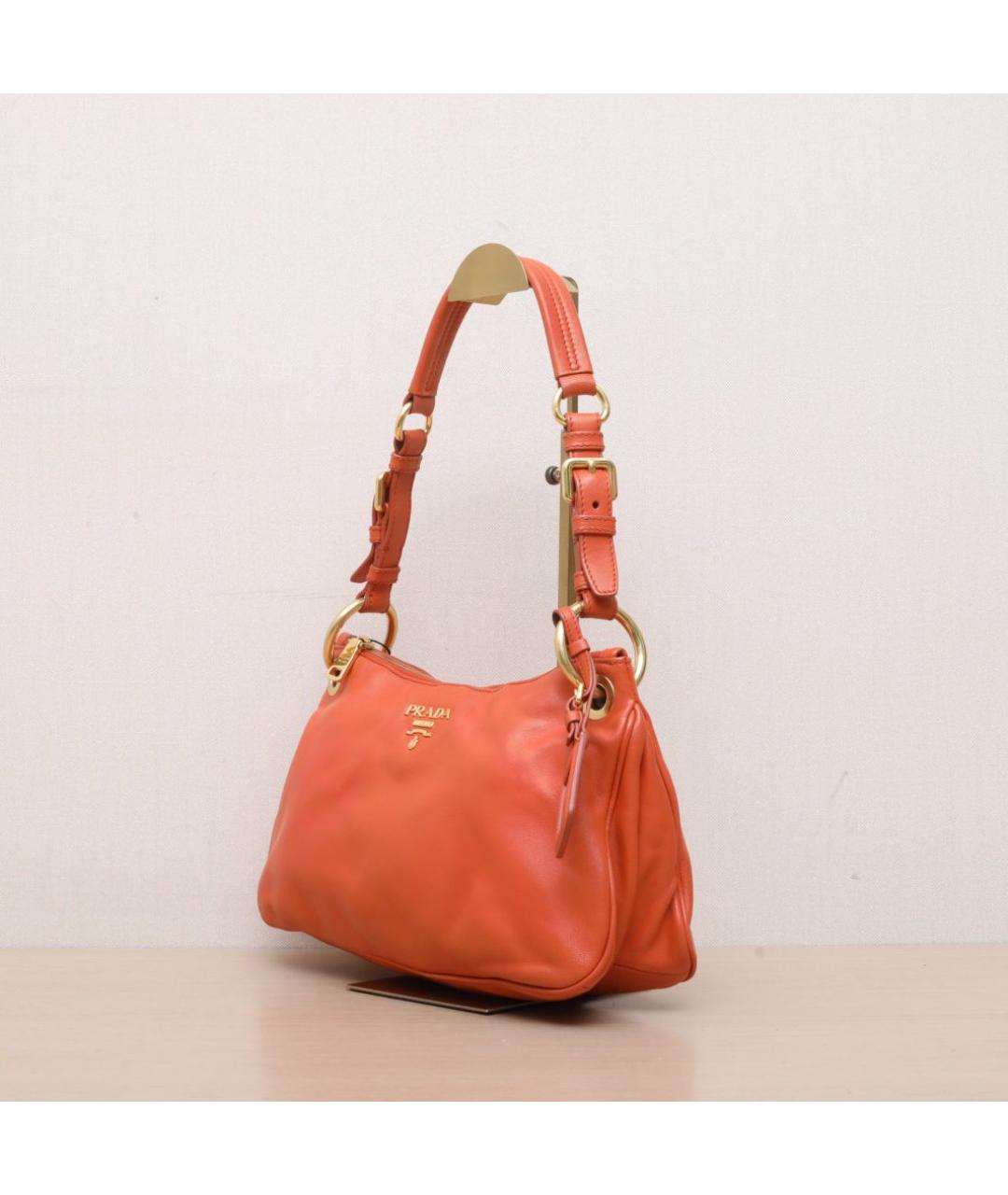 PRADA Оранжевая кожаная сумка через плечо, фото 4