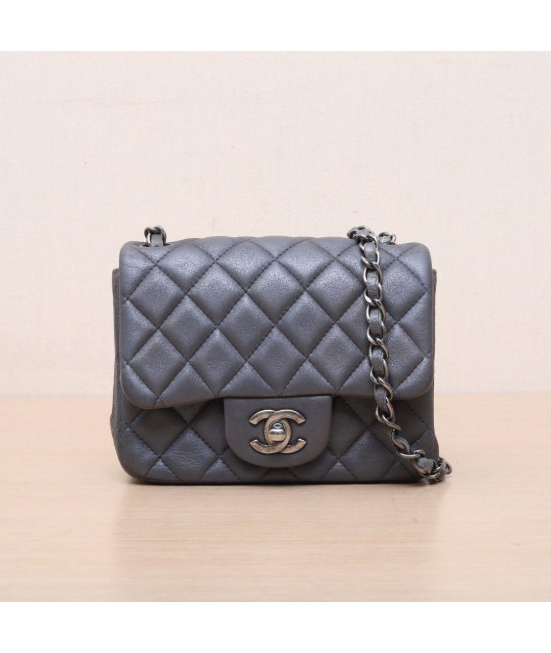 CHANEL Серая кожаная сумка через плечо, фото 3
