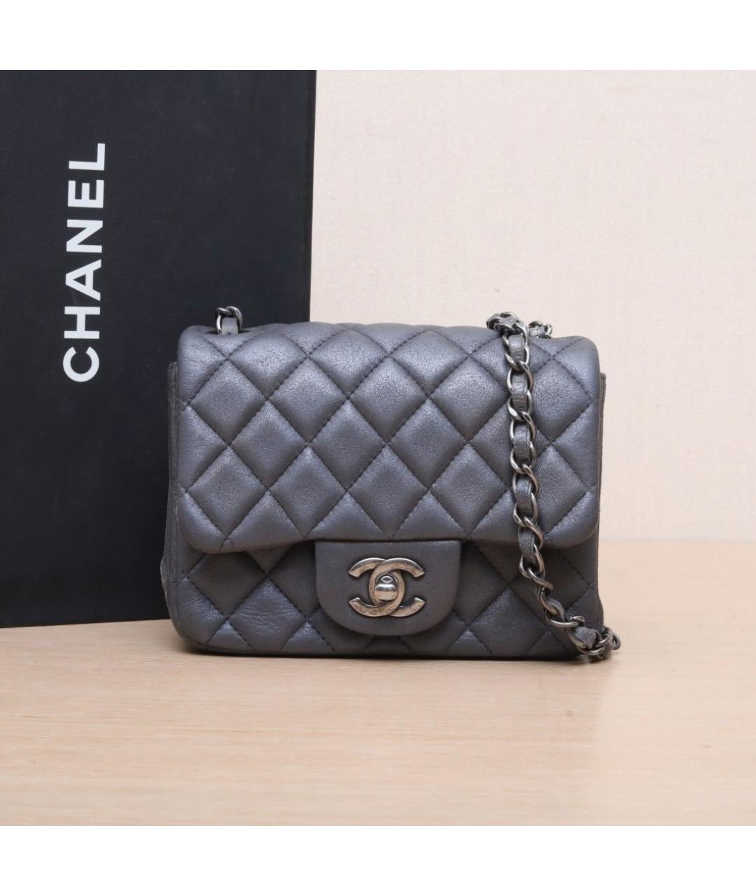 CHANEL Серая кожаная сумка через плечо, фото 2
