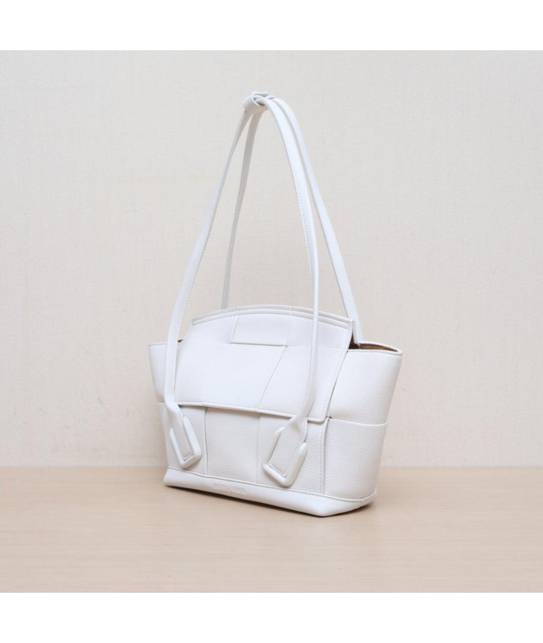BOTTEGA VENETA Белая кожаная сумка через плечо, фото 4