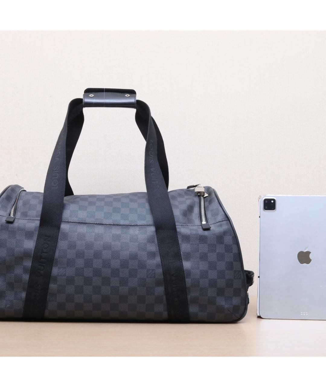 LOUIS VUITTON Черная кожаная сумка тоут, фото 7