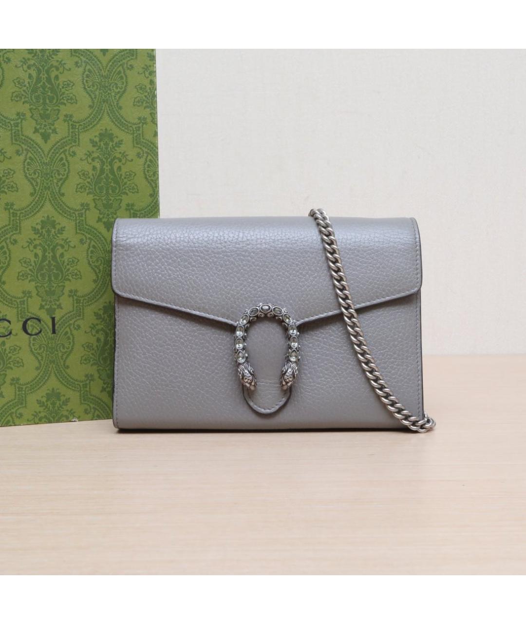 GUCCI Серая кожаная сумка через плечо, фото 2