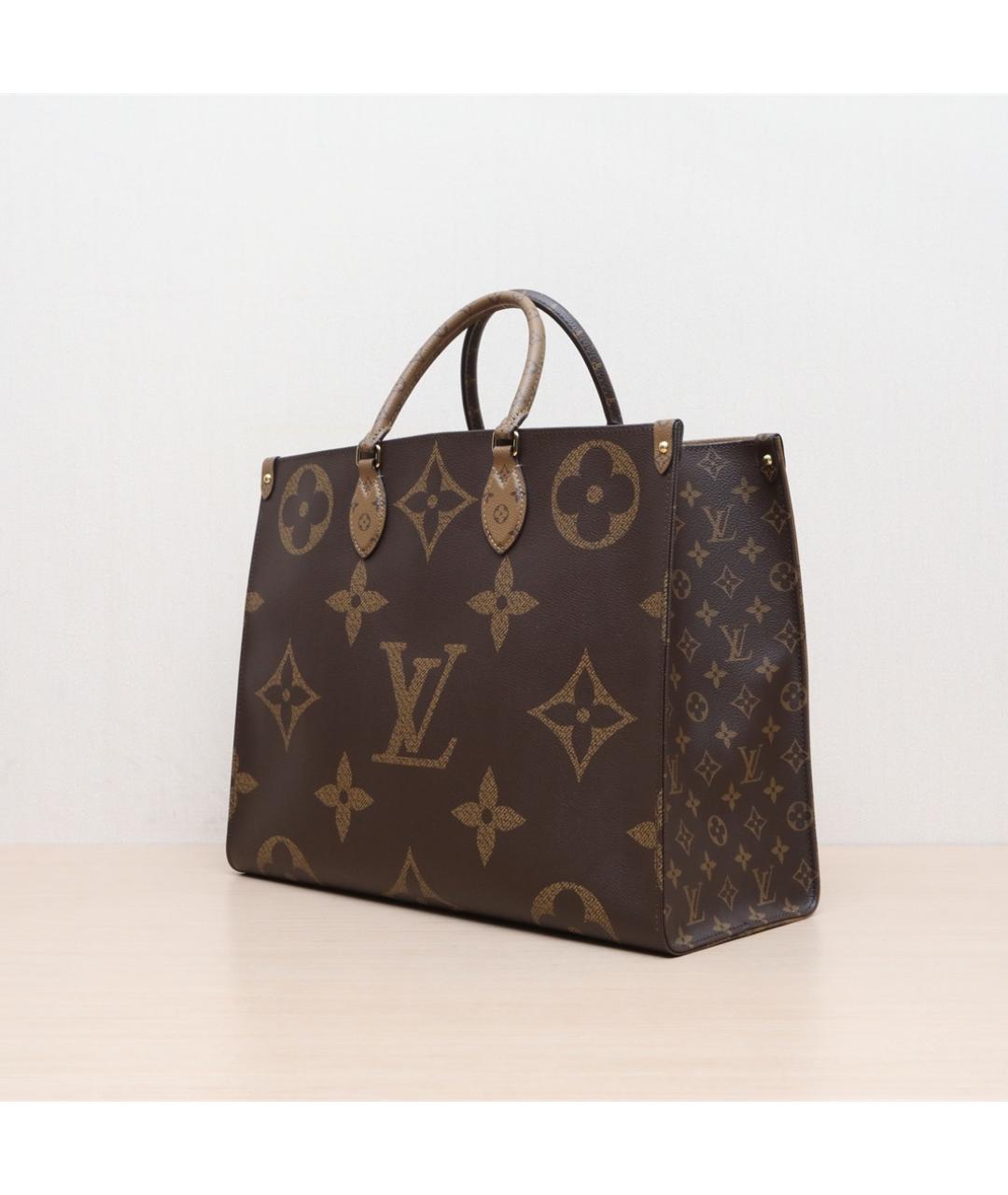 LOUIS VUITTON Коричневая кожаная сумка тоут, фото 4
