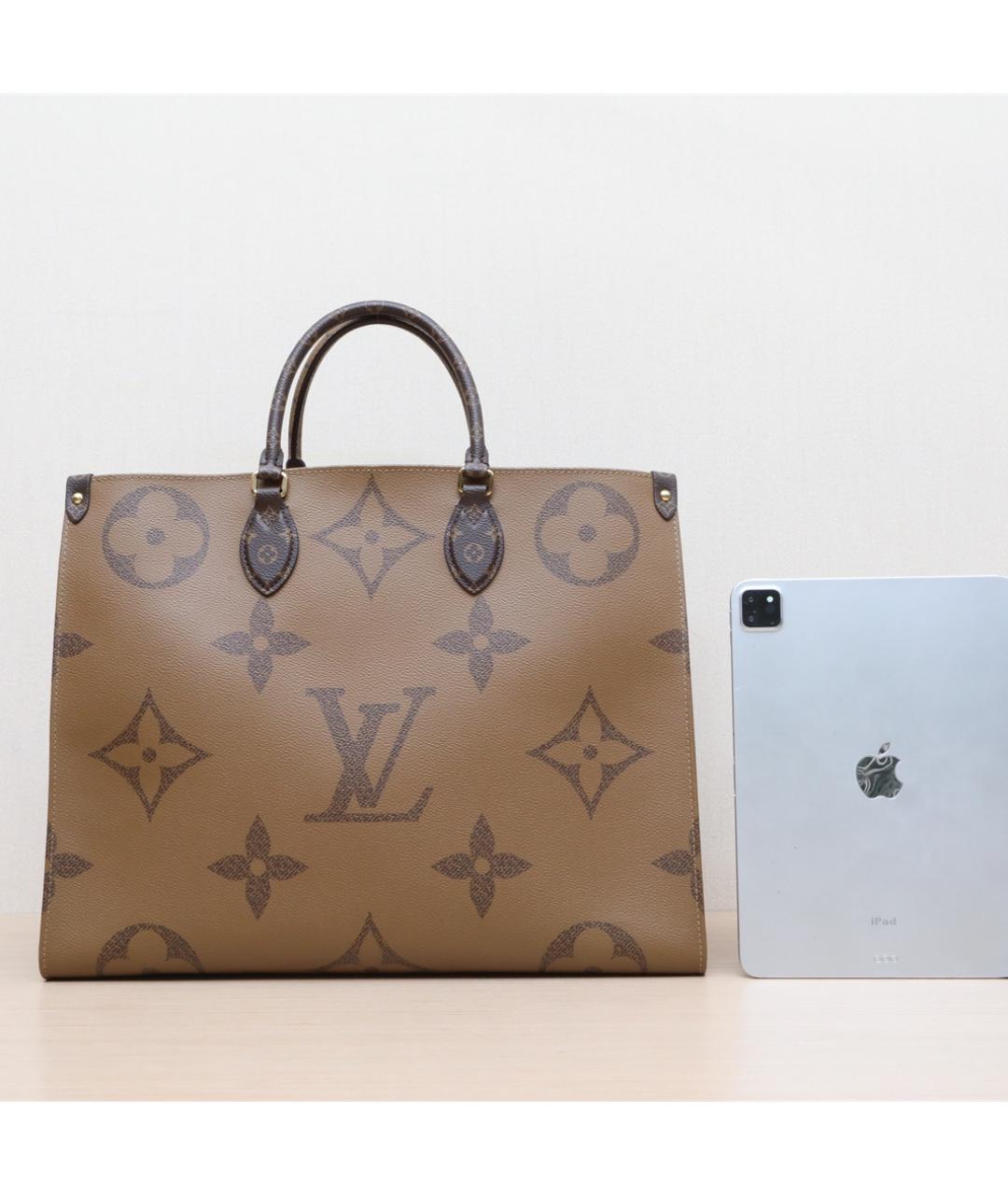 LOUIS VUITTON Коричневая кожаная сумка тоут, фото 7