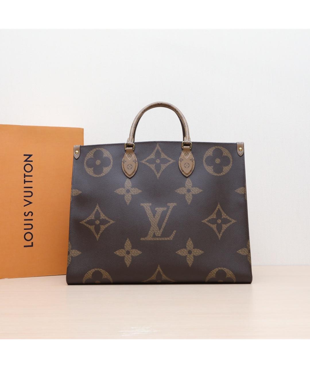 LOUIS VUITTON Коричневая кожаная сумка тоут, фото 2
