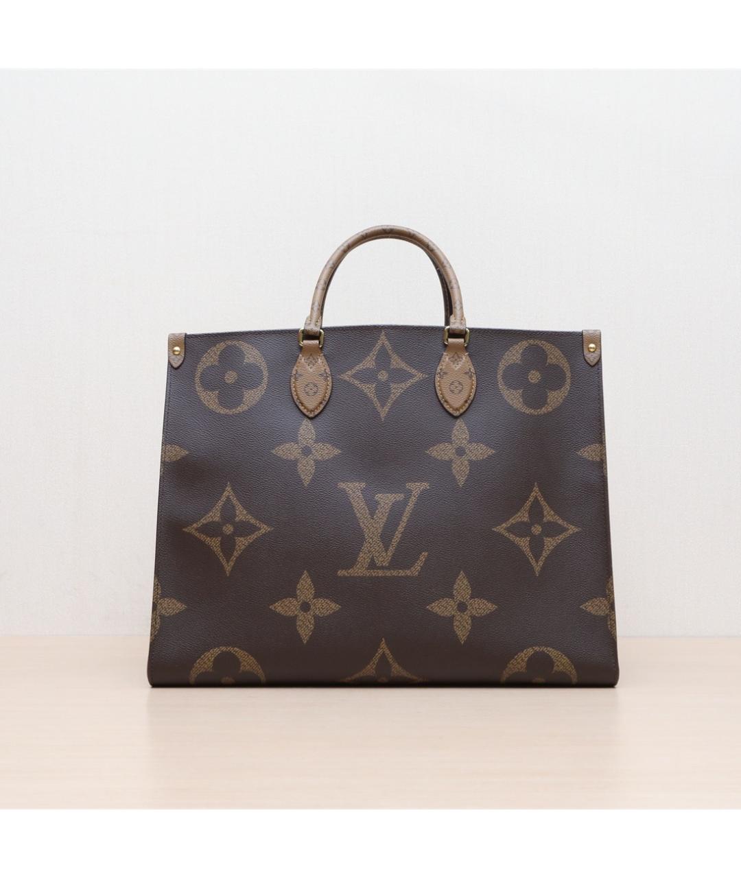 LOUIS VUITTON Коричневая кожаная сумка тоут, фото 3