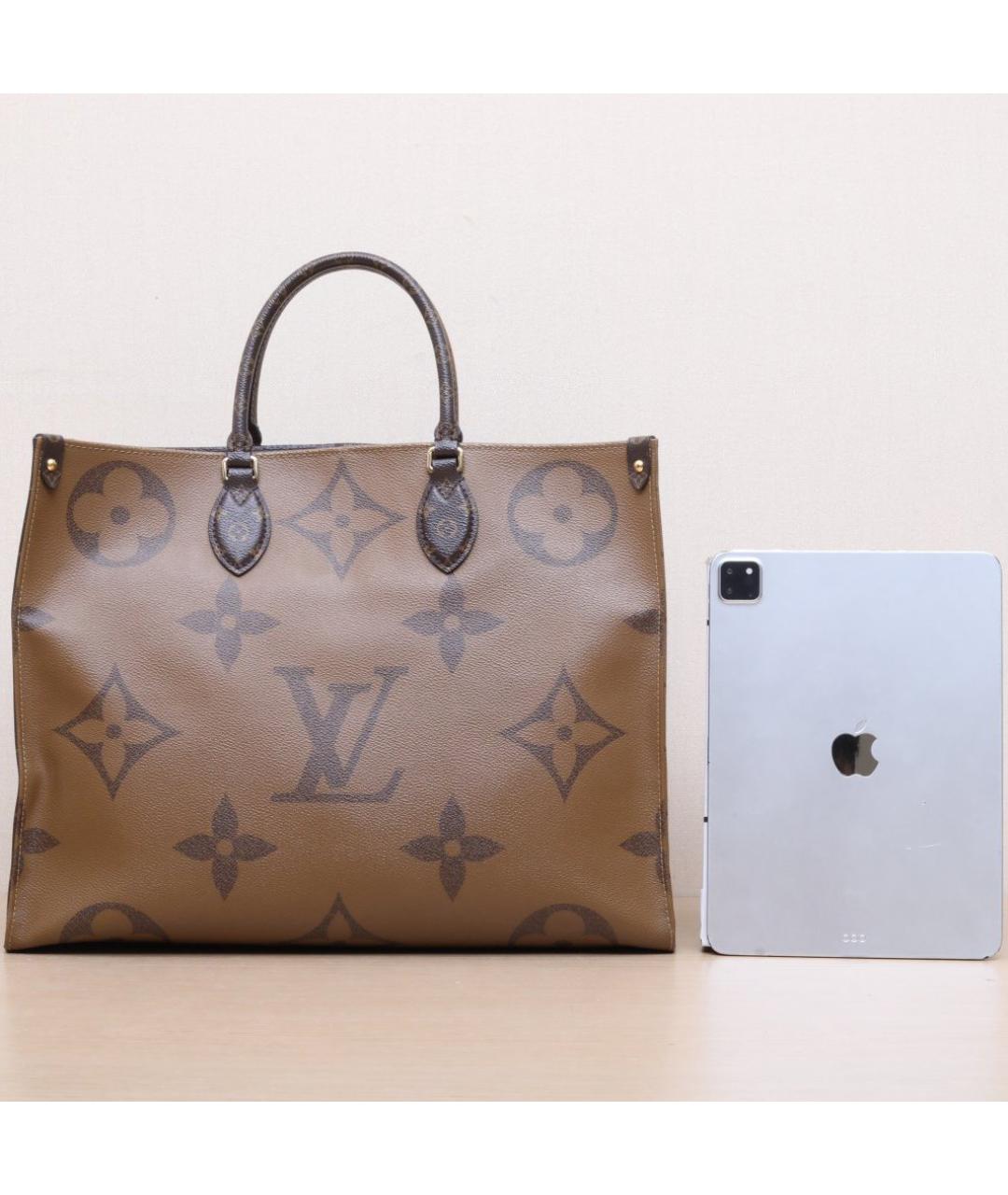 LOUIS VUITTON Коричневая кожаная сумка тоут, фото 7