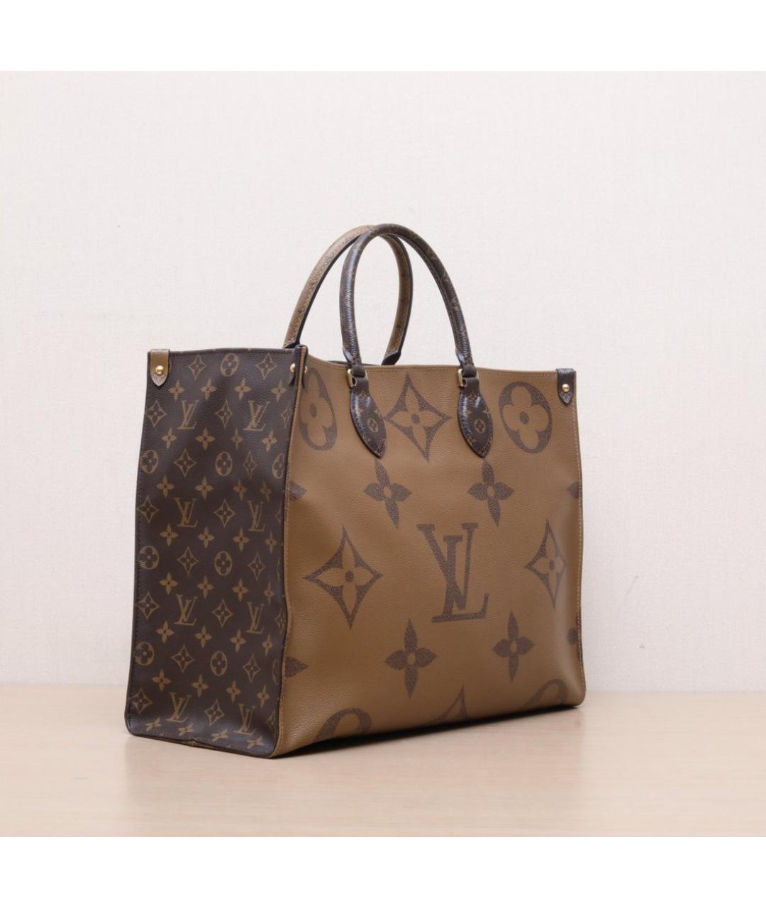 LOUIS VUITTON Коричневая кожаная сумка тоут, фото 6