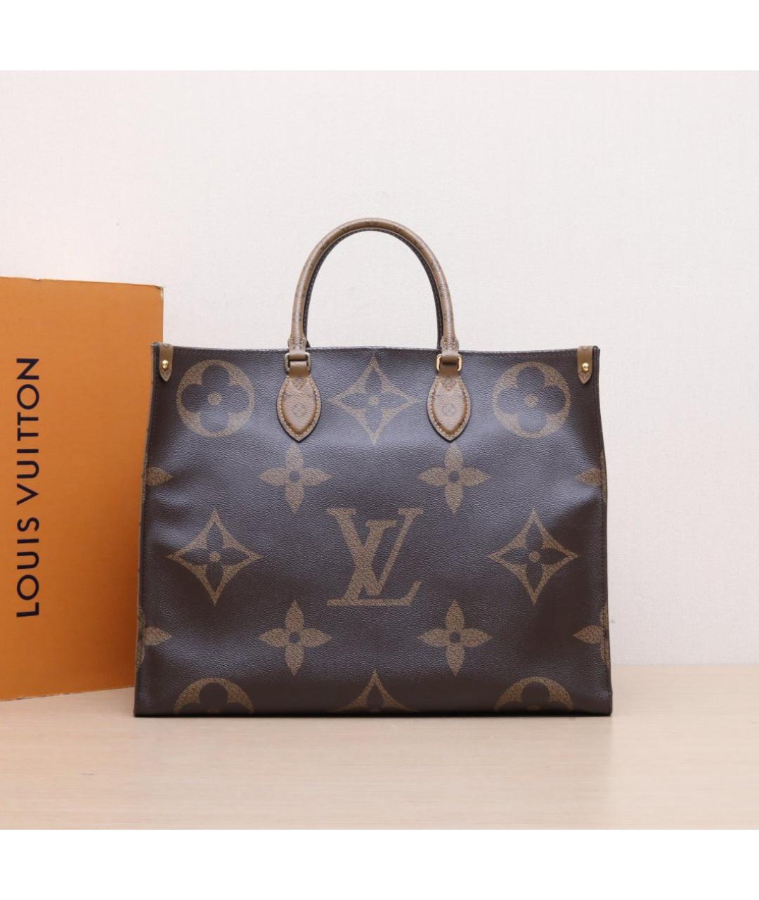 LOUIS VUITTON Коричневая кожаная сумка тоут, фото 2