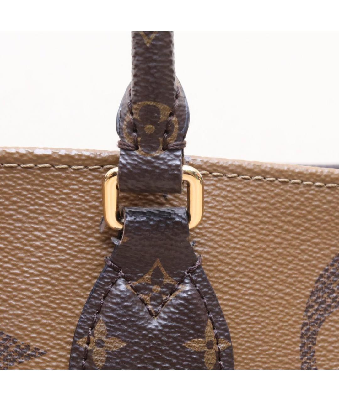 LOUIS VUITTON Коричневая кожаная сумка тоут, фото 8