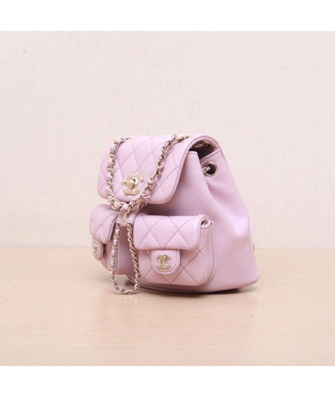 CHANEL Розовый кожаный рюкзак, фото 4