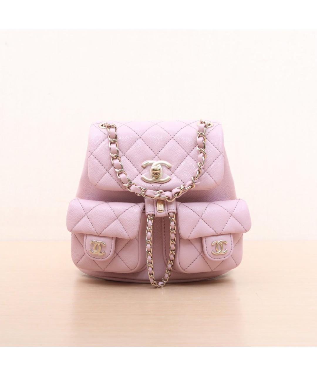 CHANEL Розовый кожаный рюкзак, фото 3
