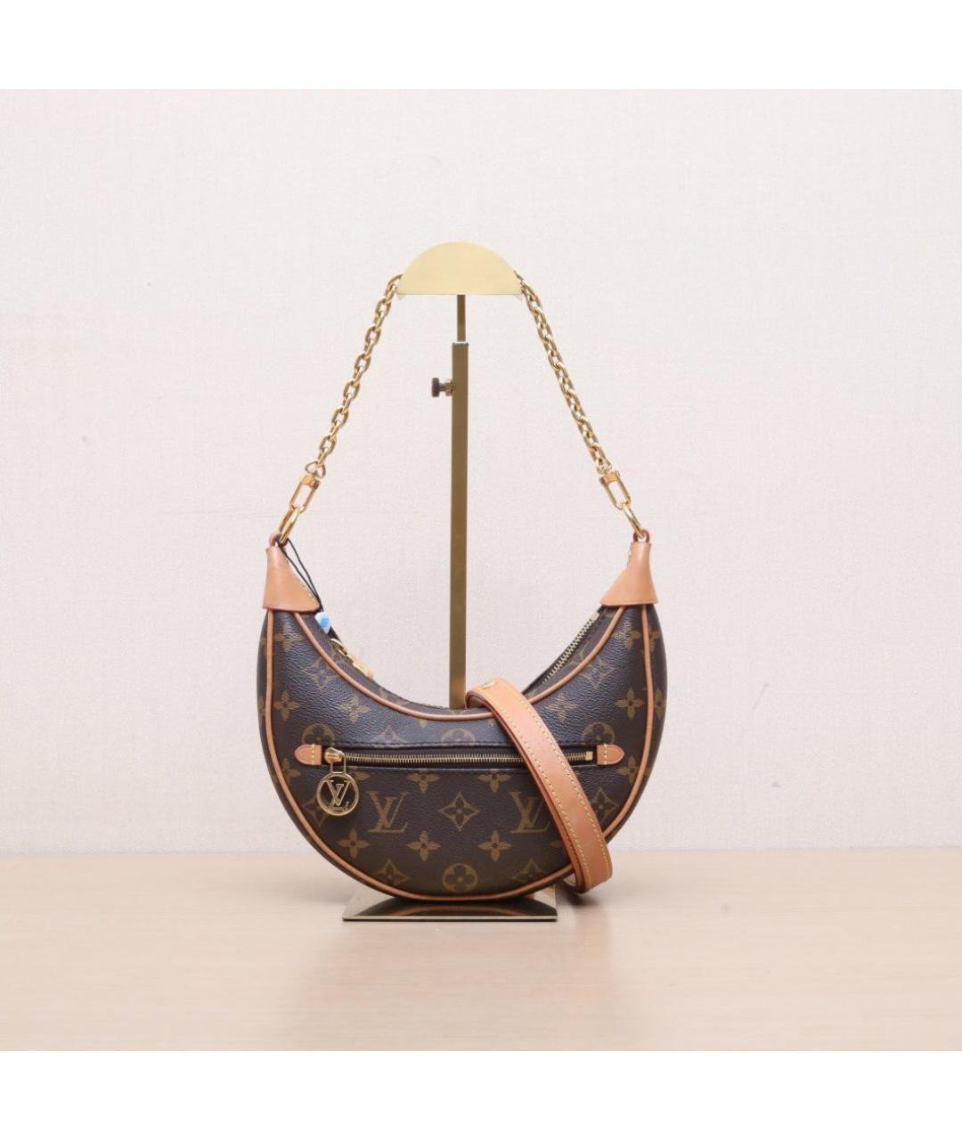 LOUIS VUITTON Коричневая кожаная сумка через плечо, фото 3