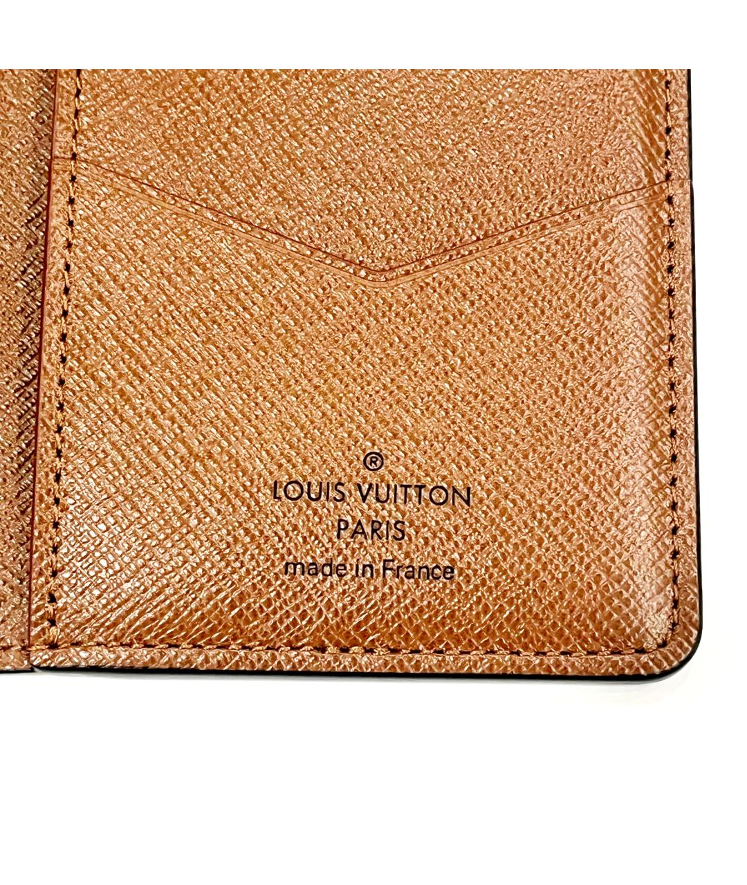 LOUIS VUITTON Коричневый кожаный кошелек, фото 7
