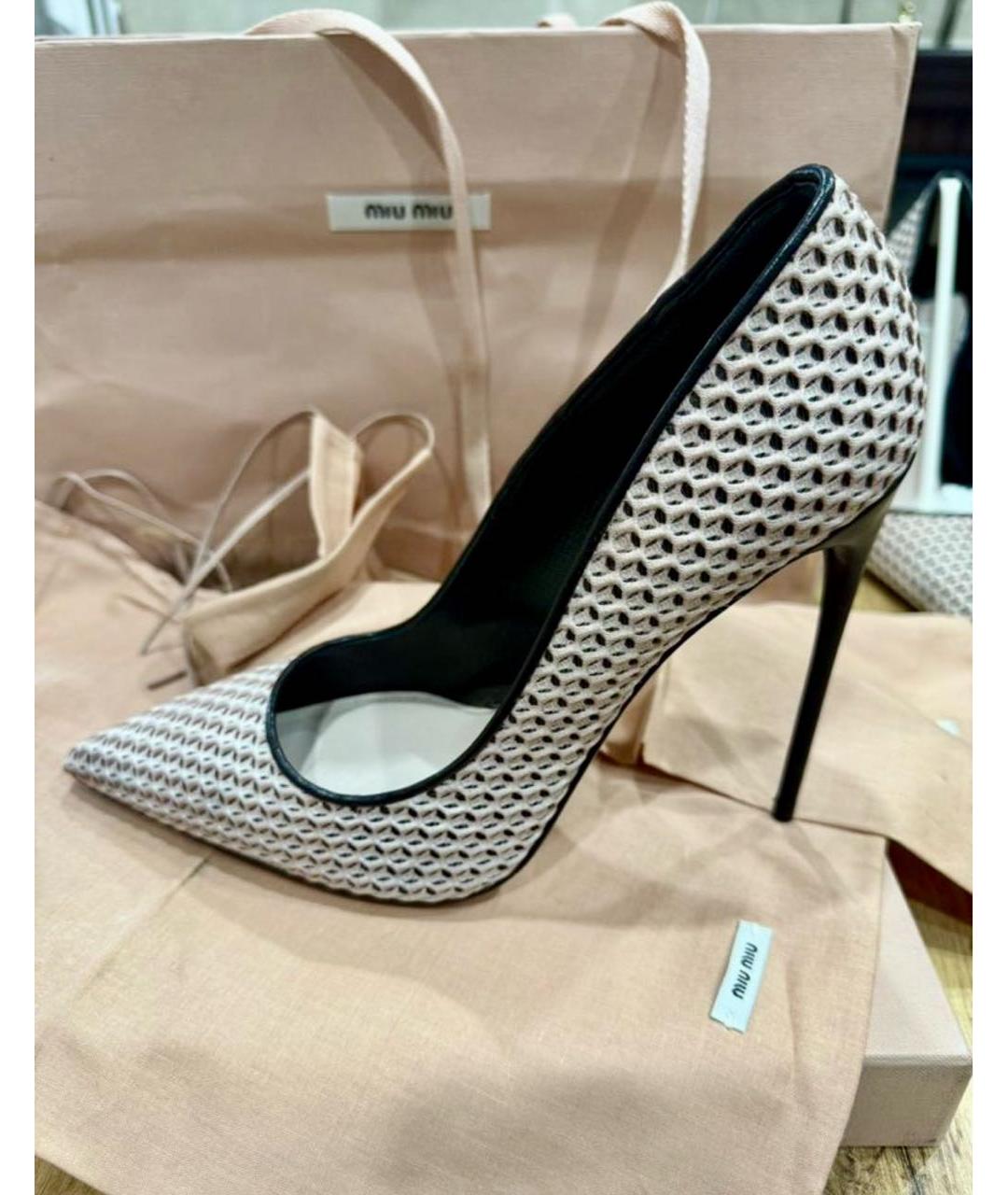 MIU MIU Бежевые кожаные туфли, фото 3