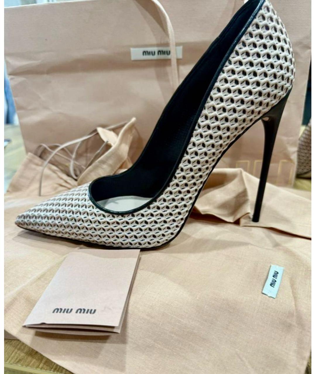 MIU MIU Бежевые кожаные туфли, фото 6