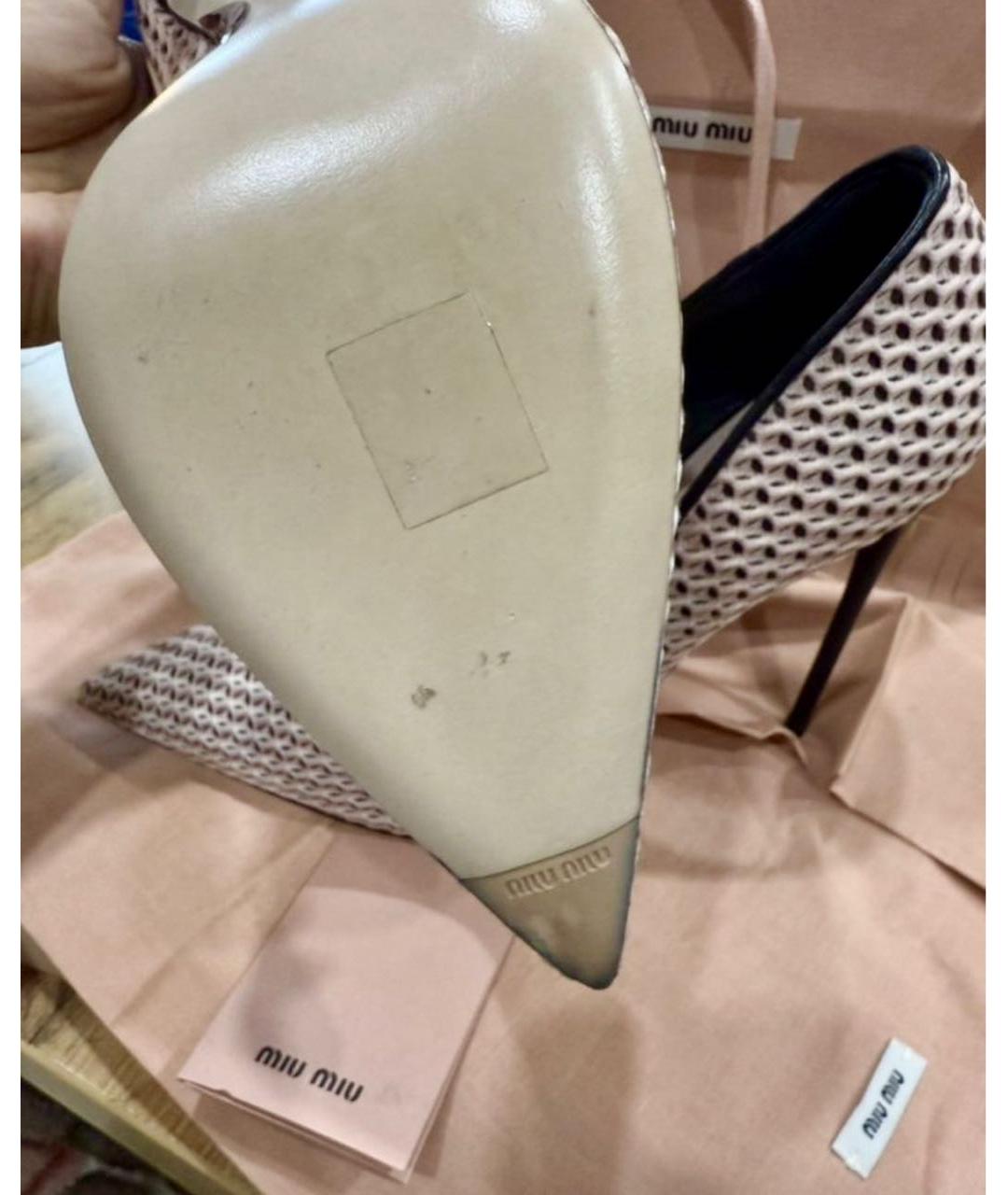 MIU MIU Бежевые кожаные туфли, фото 2