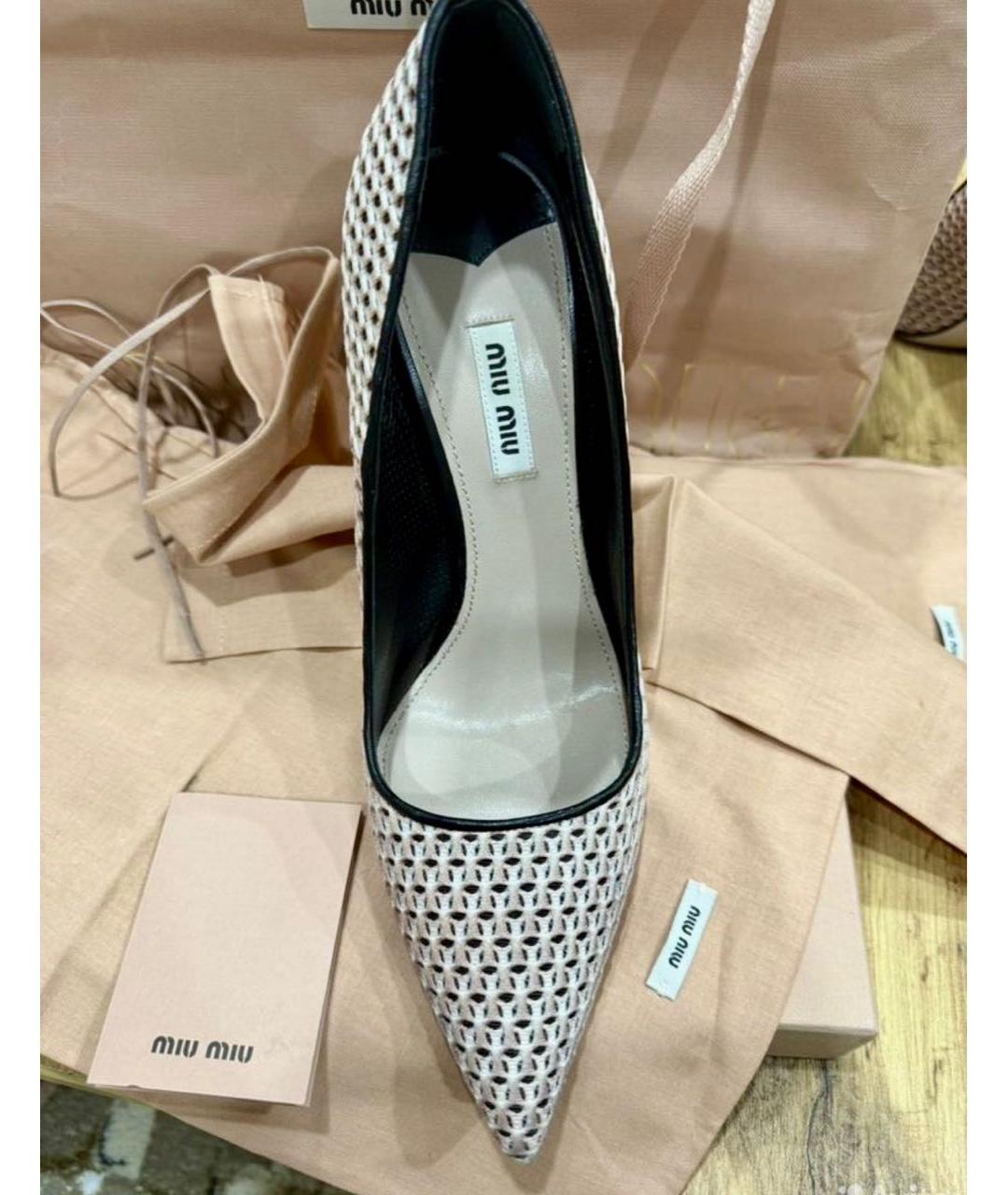 MIU MIU Бежевые кожаные туфли, фото 5