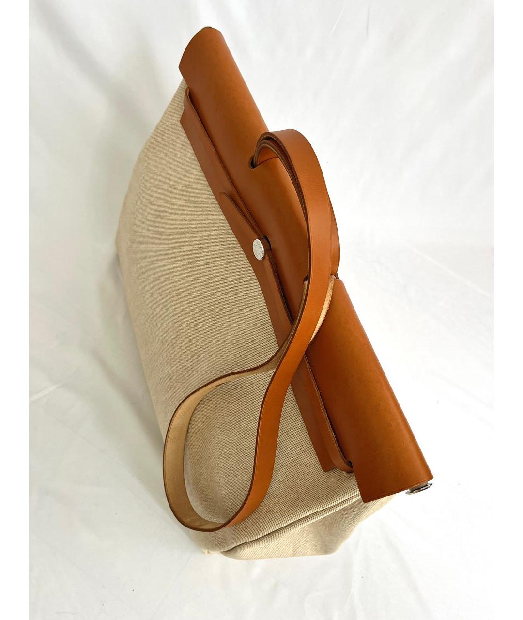 HERMES Бежевая кожаная дорожная/спортивная сумка, фото 5