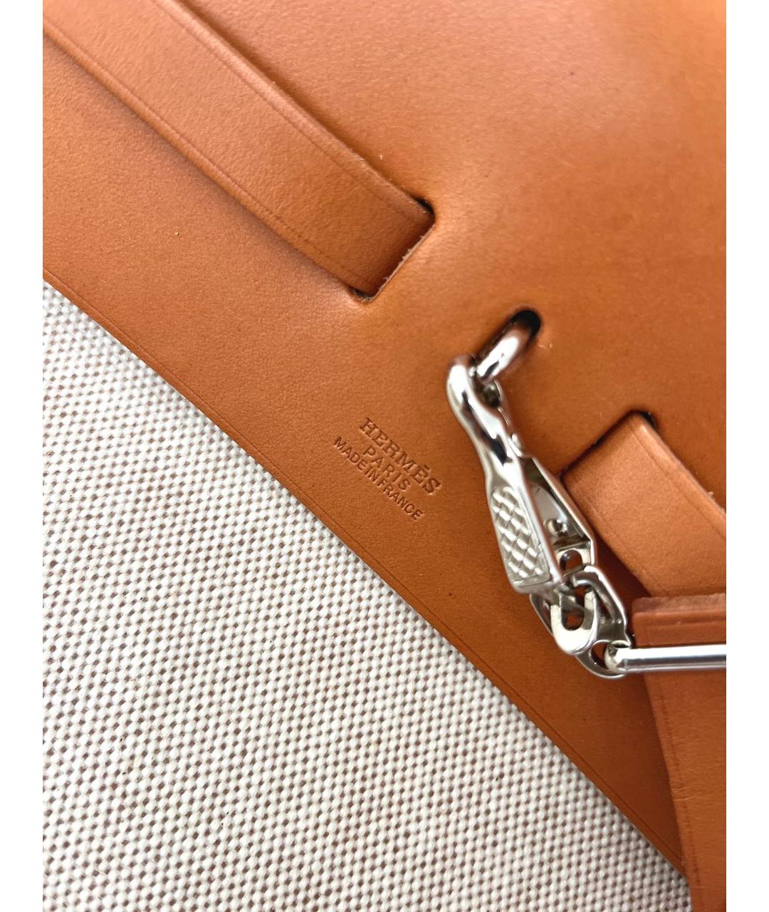 HERMES Бежевая кожаная дорожная/спортивная сумка, фото 6