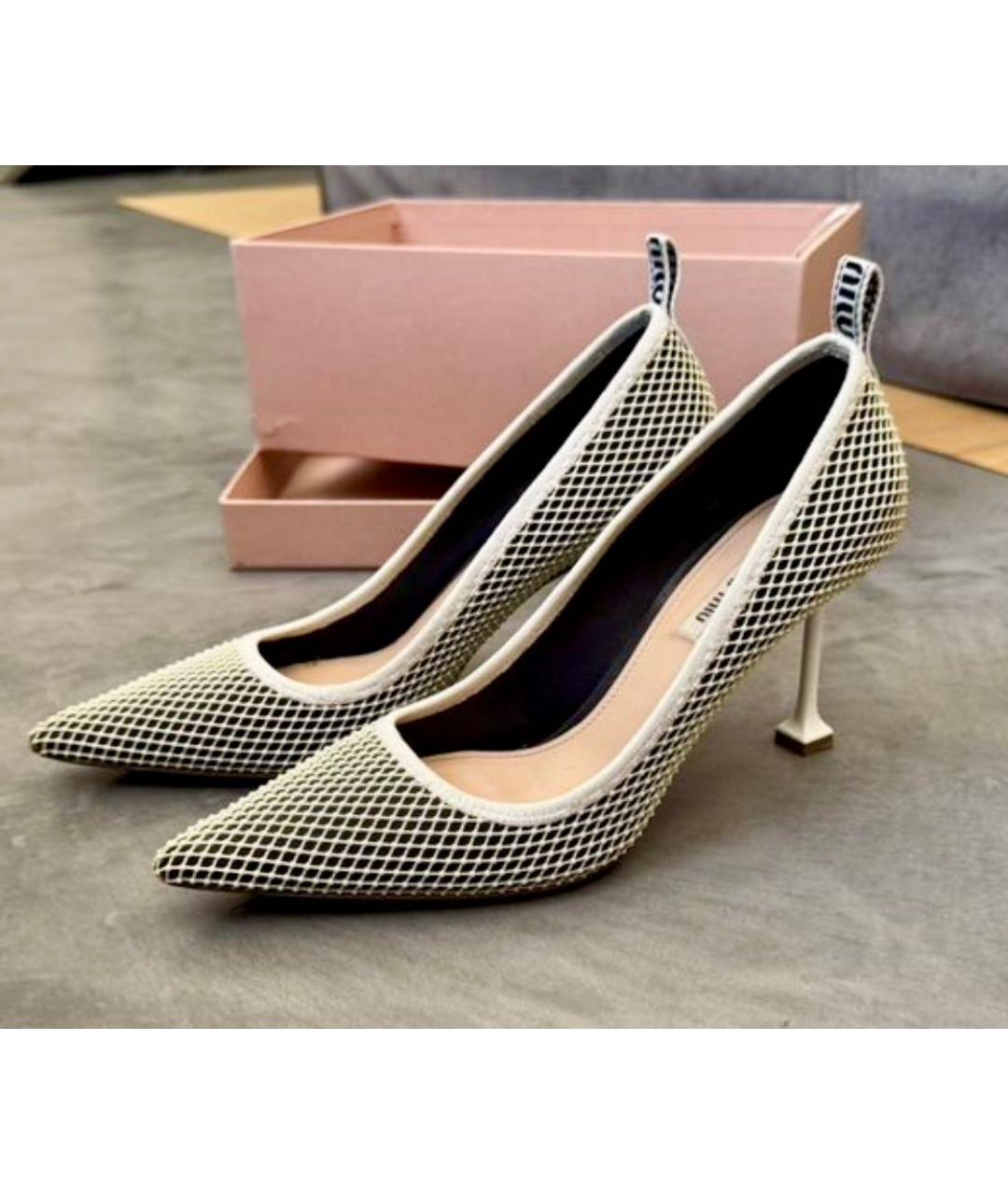MIU MIU Бежевые кожаные туфли, фото 9