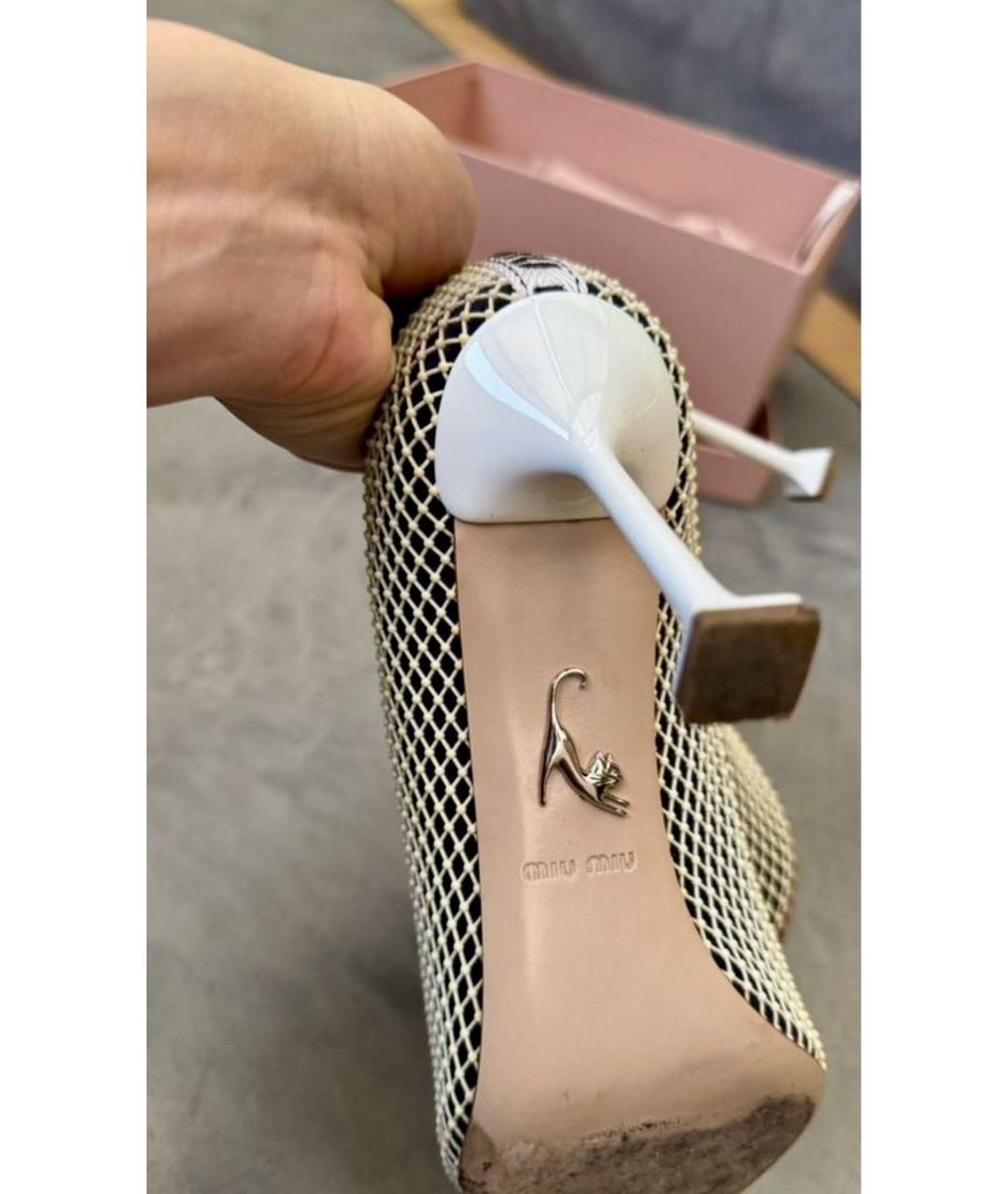 MIU MIU Бежевые кожаные туфли, фото 4