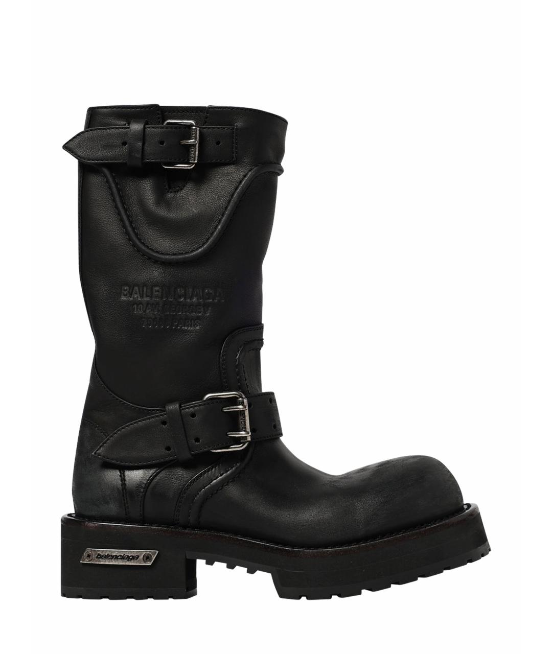 BALENCIAGA Черные кожаные ботинки, фото 1